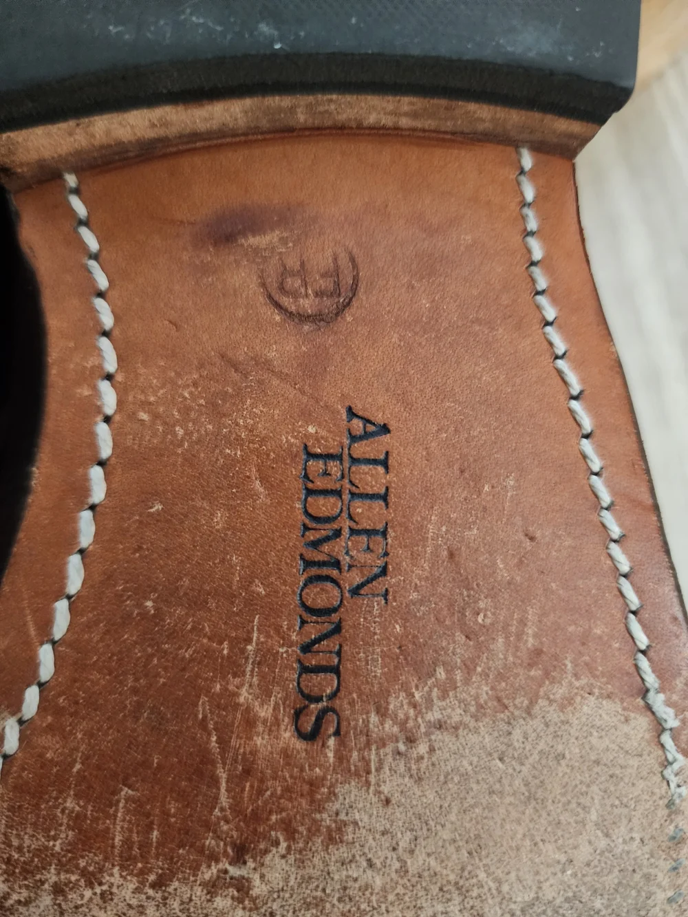 Vintage Allen Edmonds Warton Sharkskin Monk Strap Shoes Brown 8.5 E Wide 5579